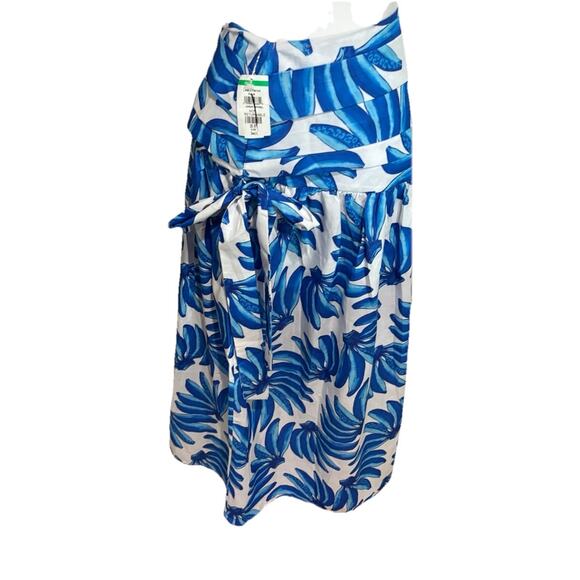 New $189 HT 360 Collective Small White Blue Banana Print Maxi Tropical Skirt - Picture 7 of 12